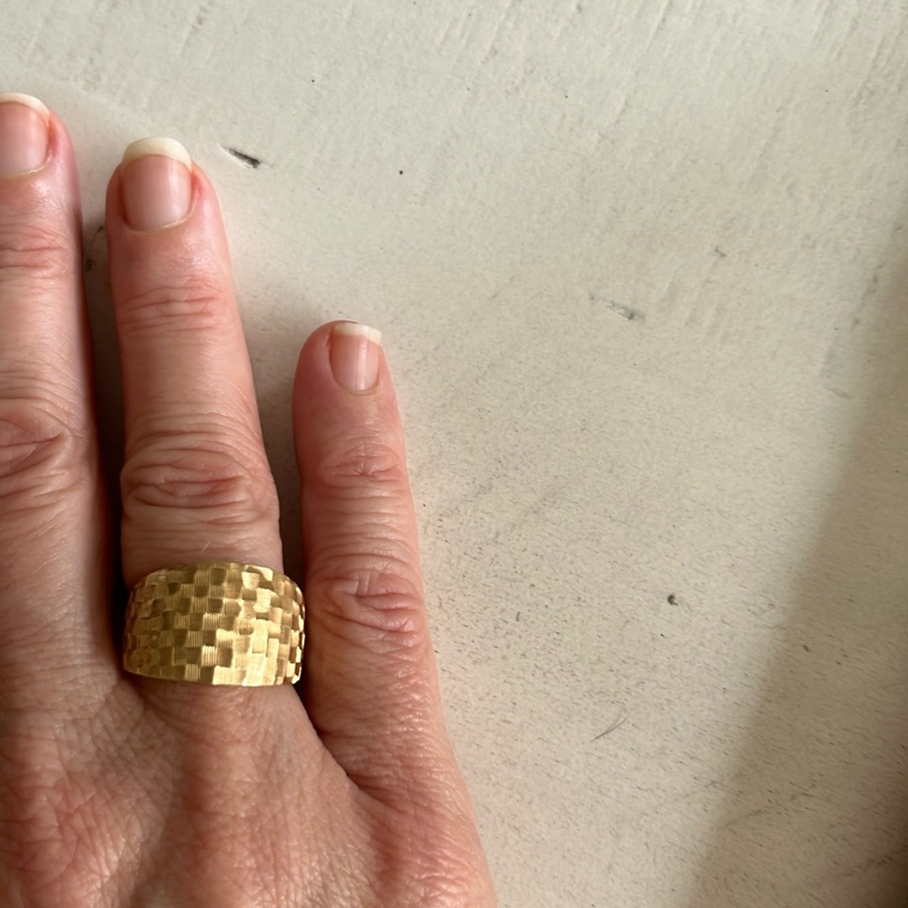 14k Italian gold checkerboard ring, sz 6